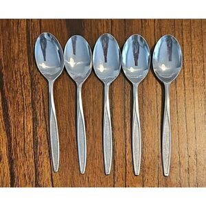 5 Royalton Antigua Teaspoons Silver Stainless Steel Japan Vintage MCM Flatware